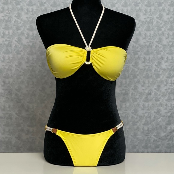 Vix Cozumel bandeau and full bottom 2 piece bikini set. NWT. Cozumel yellow - Picture 1 of 9